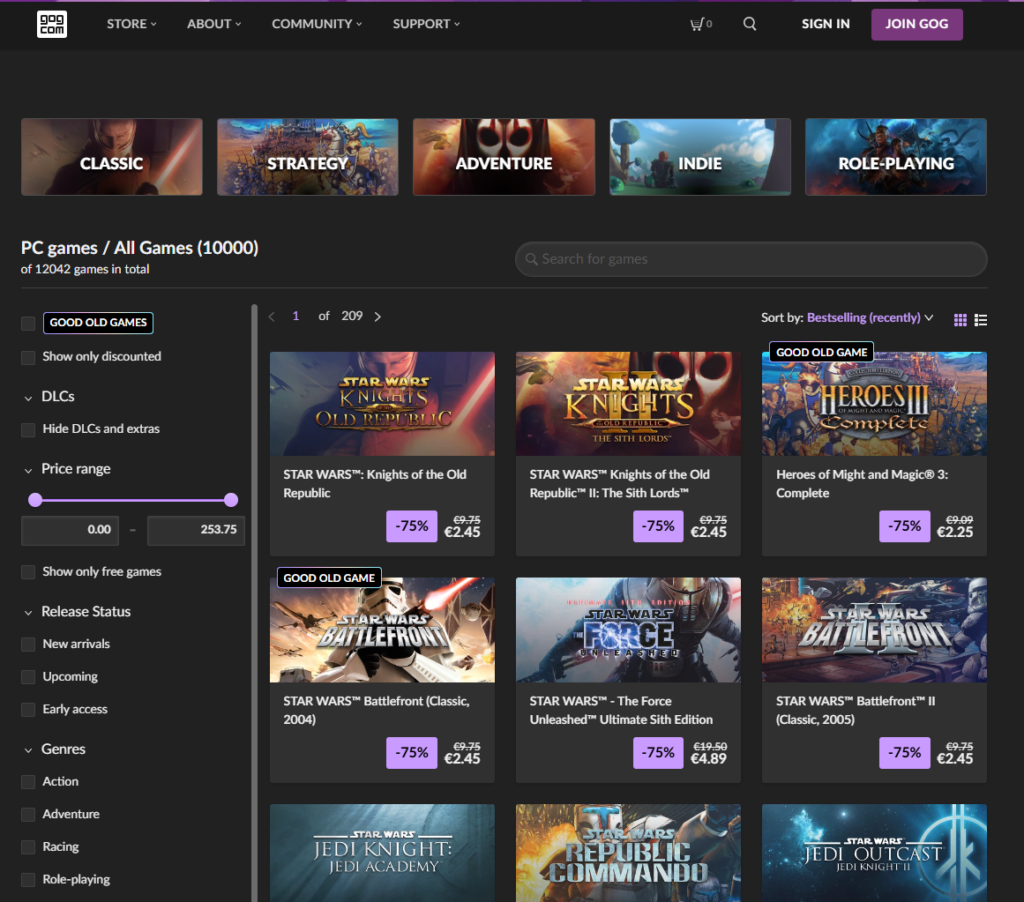 GOG retro hry