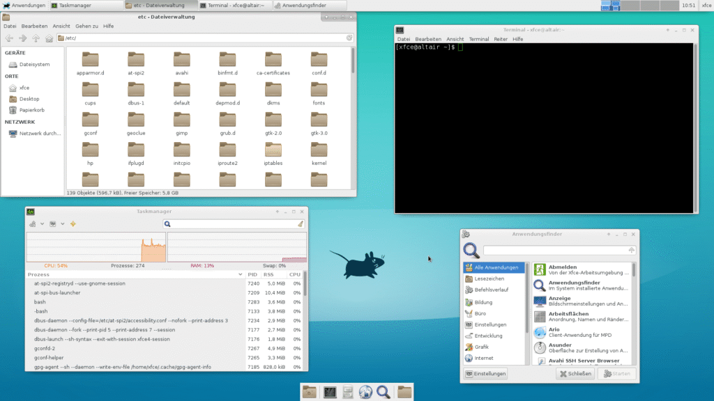 pracovné prostredie - Xfce